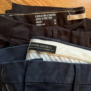 2 pairs of Banana republic chino mason tapered athletic pants 32x34 33x34